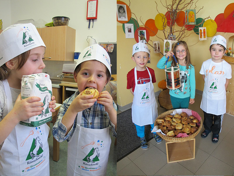 Zum Anbeißen sind die Rösselmehl Packung, die duftenden Nussschnecken aber auch die kleine Bäcker vom Kindergarten Pumuckl!