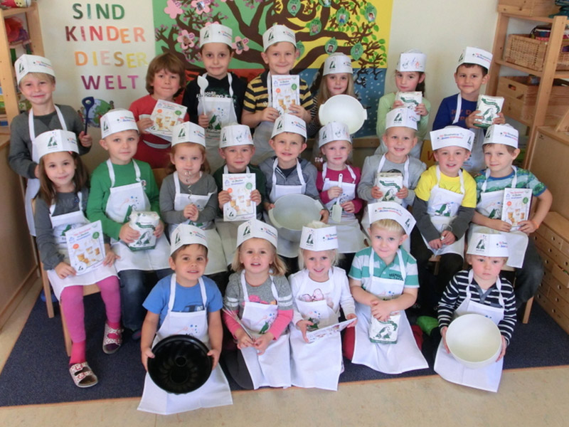 Die Bäckermeister vom Kindergarten Gröbming sind schon bereit fürs Backen!