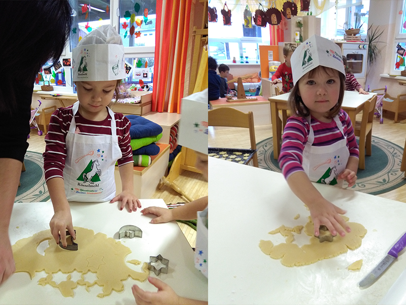 Kekse ausstechen macht Spaß! Auch den Nachwuchsbäckern vom Kindergarten Oberhaag.